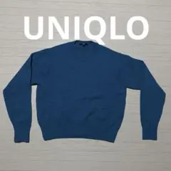 美品⭐︎UNIQLO 長袖ニット Mサイズ 青 ウール100%