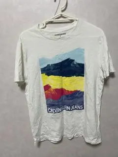 カルバンクライン　Tシャツ　ホワイト　プリントブルー Mサイズ
