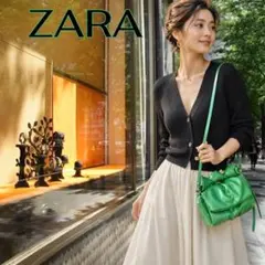 【ZARA/2WAY】ミニショルダーバッグ グリーン 差し色コーデ 長財布収納可