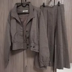 チェック柄　ジャケット＆プリーツスカート　セットアップ