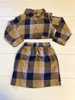 チェック柄シャツ＆スカートセット 100cm
