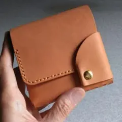 軽くてたくさん入る♪★コンパクト・ミラクル財布　ライトキャメル★栃木レザーヌメ革