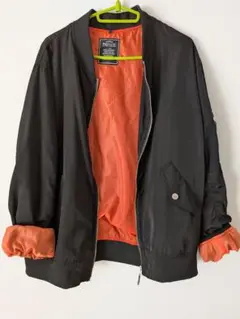 ❀MA-1スタイル ❀黒ジャンパーL裏地オレンジ