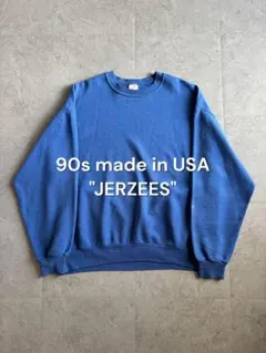 90s USA製 JERZEES 無地スウェット くすみブルー フェード XL