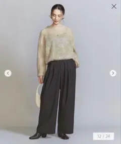 b&y ユナイテッドアローズ　ワイド タックパンツ　Sサイズ ダークブラウン