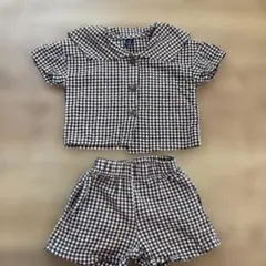 韓国子供服ギンガムチェック セットアップ