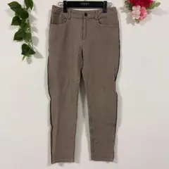 【MICHEL KLEIN】カジュアルパンツ チェック柄 スリム 36 ブラウンのサムネイル