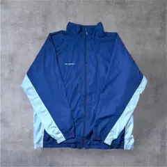 Reebok90sナイロンジャケットベクター刺繍ネイビー/グレーXL相当　y2k