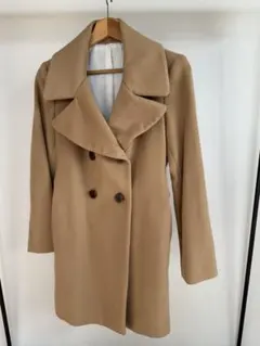 COMME CA ISM ベージュ ダブルブレスト ピーコート