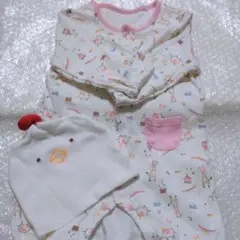 60cm　ベビー　カバーオール　ロンパース　帽子　乳児