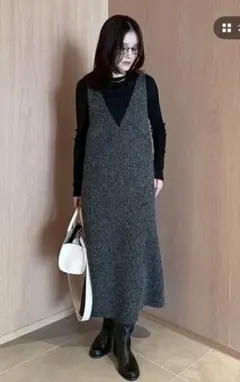 Mila Owen クルーネックニット×Aラインキャミレイヤードワンピース