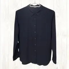 美品 UNIQLO レディース 長袖シャツ ネイビー Sサイズのサムネイル