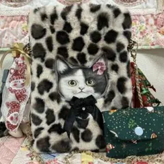 毛長ボア生地のサコッシュ❣️ショルダーストラップ付❤️ミニお財布オマケ付❤️Xmas