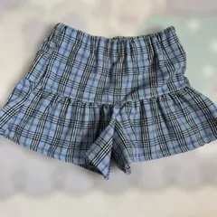 青チェック柄 キュロットズボン 120センチ