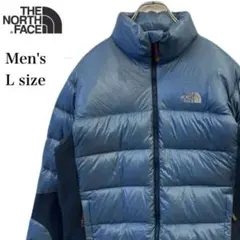 ノースフェイス ダウンジャケット メンズ L ライトブルー 刺繍ロゴ