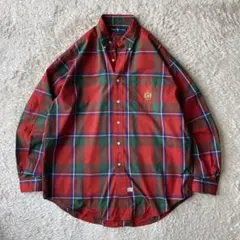 ラルフローレン 90s チェック コットン シャツ 長袖 L 赤
