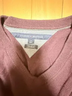 TOMMY HILFIGER 臙脂色Vネックセーター L