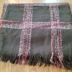 グレー系 チェック柄 大判ストール 100%アクリル