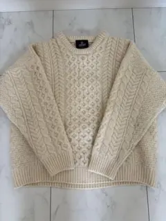 aran 100%メリノウール ケーブルニットセーター XS