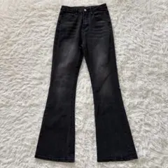 ストレッチブーツカットデニム　S　ブラック　スミ黒　ジーンズ　ロング◆A1722