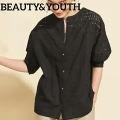 BEAUTY&YOUTH ブラック刺繍 半袖シャツ 2way