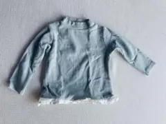 水色リブ編み長袖カットソー