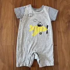 べべ　飛行機　くま　ロンパース　グレー　半袖　70cm