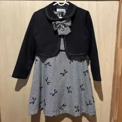 フォーマルドレス ジャケット付き 黒白チェック　120㌢