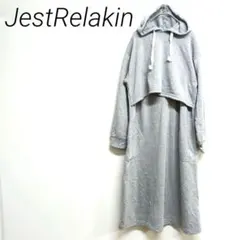 JestRelakin フード付きグレーロングワンピース マタニティL 伸縮性