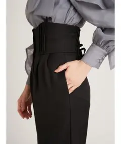 【美品】スナイデル　バックレースアップハイウエストパンツ　0サイズ　ブラック