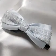 バナナクリップ★ヘアクリップ ヘアアクセサリー 水色 リボン No.f228