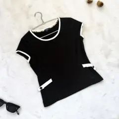 美品 バーバリーロンドン 半袖カットソー ノバチェック 黒 白 S 日本製