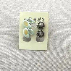 スワン型と向日葵型ピアス 2セット