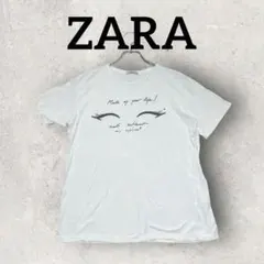 ZARA 半袖Tシャツ プリントTシャツ レディース 薄手Tシャツ (S) 白系