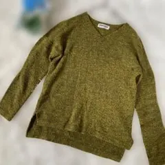 GEORGES RECH オリーブグリーン Vネックニット　36 ゆったり