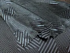 透かし線の乱れブロック柄うす手ベロアニット　ネイビー　幅１３５ｃｍ×１００ｃｍ長