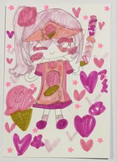子供が描いた絵 アイス屋さんの女の子 手描きイラスト オリジナルイラストのサムネイル