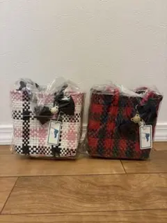 お値下げ！ファミリア　メルカドバッグ2点セット　赤xピンク