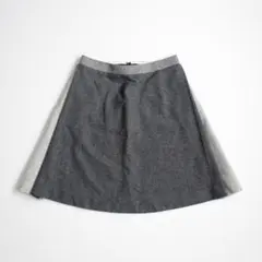 Paul Smith ポールスミス ウール Aラインスカート グレー バイカラーのサムネイル
