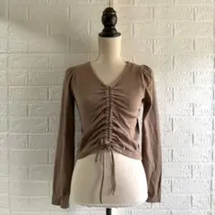 WEGO リブニット Vネック シャーリング クロップド／プルオーバーカットソー