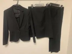 黒 ストライプ スーツ 11号　3点セット　ジャケット　パンツ　スカート