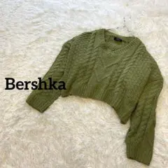 ベルシュカ 長袖ニットセーター クロップド丈 ケーブル編み クルーネック L