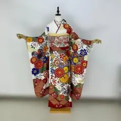 お振袖フルセット　8点セット　白　古典モダン　トールサイズ　正絹　美品