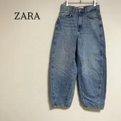 ZARA ザラ ワイドデニムパンツ EU34 デニム ジーンズ ブルー系 S
