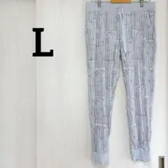 ❣️1点限り❣️ライトブルー グラフィックプリント ジョガーパンツ【L】
