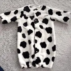 【新生児服】牛柄もこもこフリースツーウェイ・ドレスオール50〜60cm