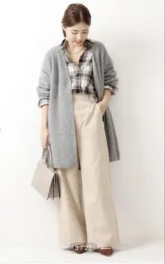 상태좋음 Spick &Spanウール100%ふわふわ ロングカーディガングレー