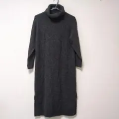 UNIQLO スフレーヤーンタートルネックワンピース ダークグレー Sサイズ
