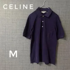 セリーヌ 長袖ポロシャツ M イタリア製 エジプト綿 ブラックウォッチ 刺繍ロゴ CELINE ロゴ刺繍 コットン 長袖ポロシャツ 人気 (CELINE/ポロシャツ