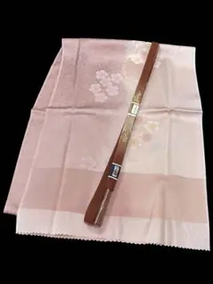 F2 正絹 帯揚げ 帯締め セット 桜文様 薄藤 桃色 礼装